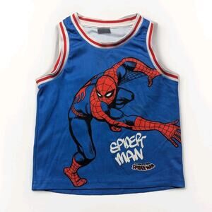 Cotton On Kids Collab Marvel Spider-Man Jersey 62 Tank Top Red White Blue 2 2T